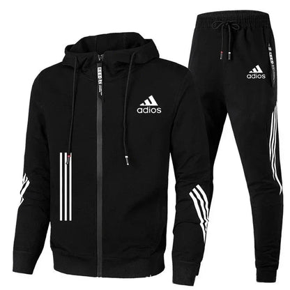 2024 Men'S Spring and Autumn Zipper Hoodie + Trousers 2-Piece Leisure Fitness Breathable Fashion High Quality Jogging Suit