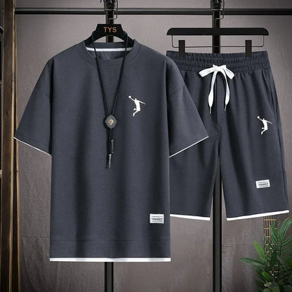 2024 Summer New Mens Tracksuit Linen Fabric T-Shirt and Shorts Two Piece Set Men Sports Suit Fashion Breathable Sets